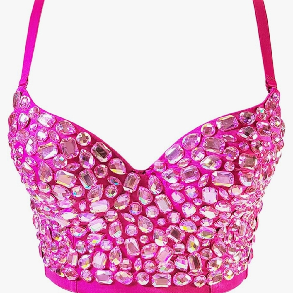 Vibrant Pink Bejeweled Top